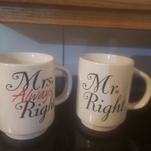 Stackable Mr. Right And Mrs. Always right coffee mugs
